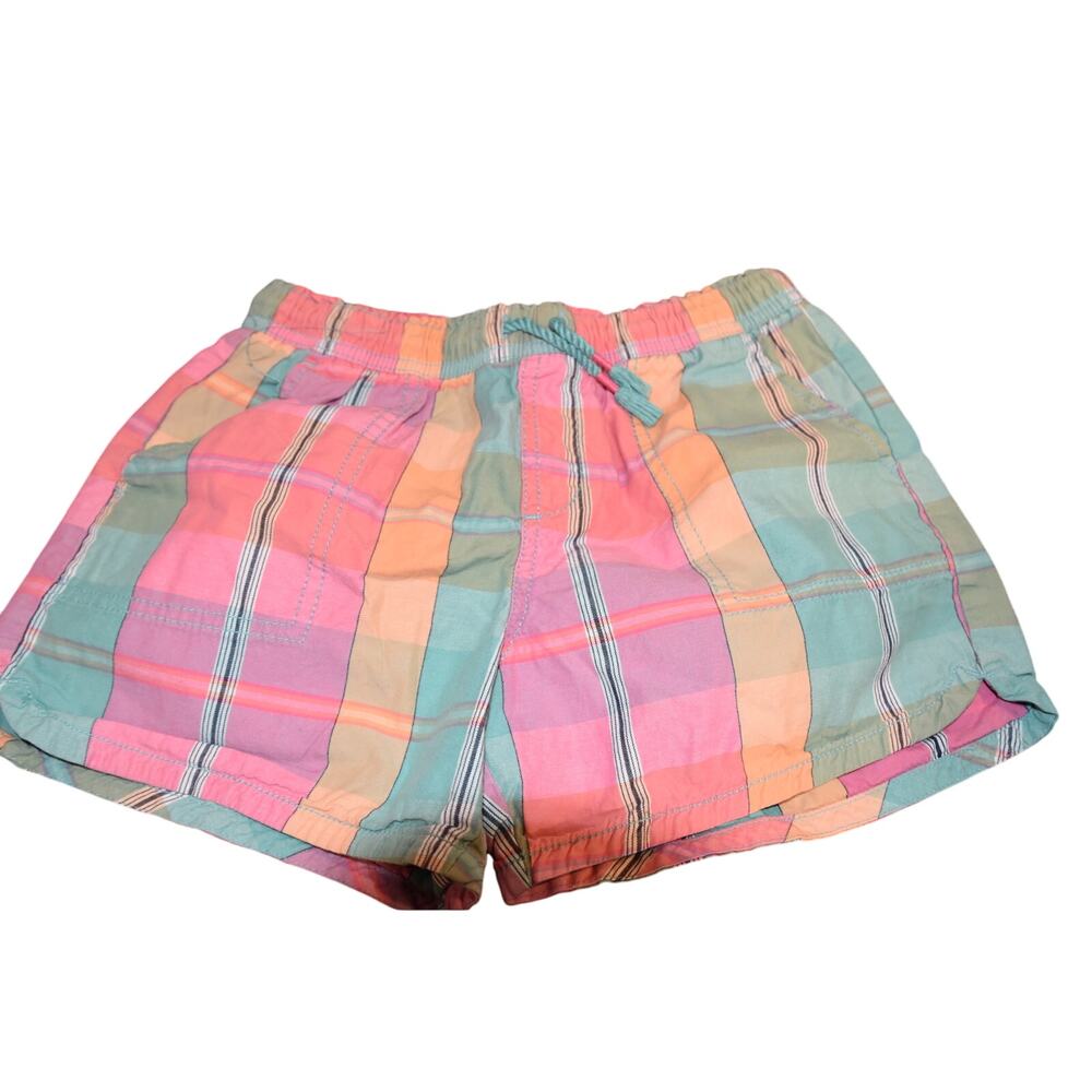 Gap Kids, Plaid Shorts, LN, Pink, Turquoise, Elastic Waist, XL 12